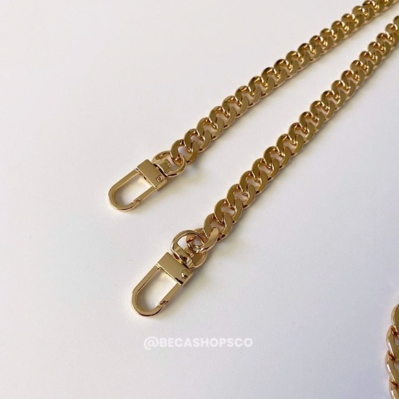 Gold Flat Chain Crossbody Purse Replacement Strap 47" Long - Picture 3 of 5